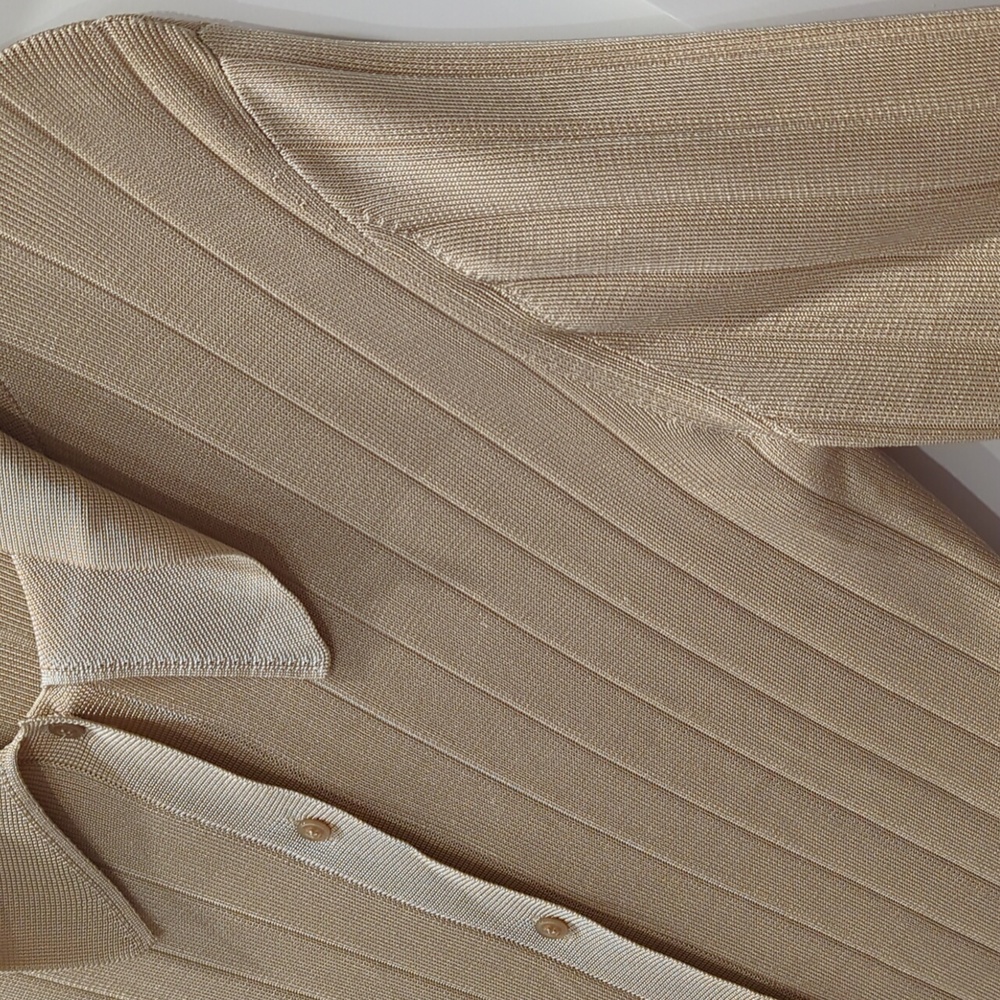 St. John Button Front Ribbed Knit Top - Picture 4 of 10